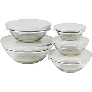 DOCHTMANN Set of glass bowls with lid 5 pcs mix colours - Tál készlet