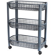 DOCHTMANN Mobile storage trolley, 3 shelves, 46,5 × 26 × 58,8 cm, grey - Shelving Unit