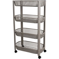 DOCHTMANN Mobile storage trolley, 4 shelves, 46,5 × 26 × 78,8 cm, brown - Shelving Unit