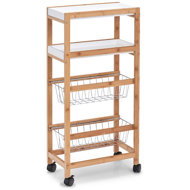 ZELLER Bathroom shelf 2 shelves, 2 baskets, bamboo, 40 × 22 × 83 cm, white - Shelving Unit