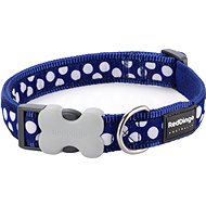 Red Dingo White Spots on Navy 12 mm x 20-32 cm - Dog Collar