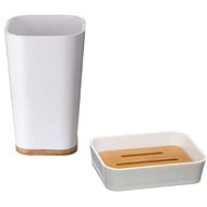 5Five Bathroom set - white with bamboo - Toothbrush Holder Cup