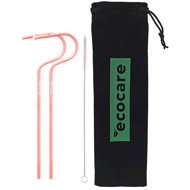 ECOCARE Eco-friendly metal straws Pink 2 pcs - Straw