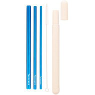 ECOCARE Eco-friendly metal straws travel set Blue 3 pcs - Straw