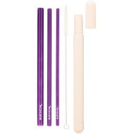 ECOCARE Eco-friendly metal straws travel set Purple 3 pcs - Straw