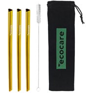 ECOCARE Ecological metal straws Heart Gold 3 pcs - Straw