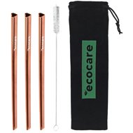 ECOCARE Eco-friendly metal straws Heart Pink 3 pcs - Straw