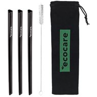 ECOCARE Ecological metal straws Heart Black 3 pcs - Straw