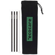 ECOCARE Ecological metal straws Black with pattern 3 pcs - Straw