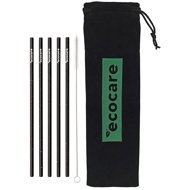 ECOCARE Ecological metal straws Black with pattern 5 pcs - Straw