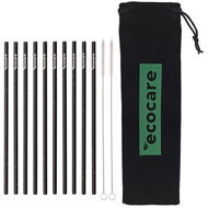 ECOCARE Ecological metal straws Black with pattern 10 pcs - Straw