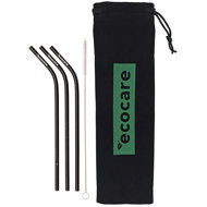 ECOCARE Ecological metal straws Curved Black with pattern 3 pcs - Straw