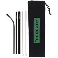 ECOCARE Eco-friendly metal straws Set Black with pattern 3 pcs - Straw