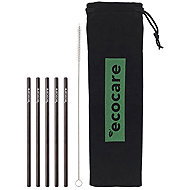 ECOCARE Metal straws short black 5 pcs - Straw