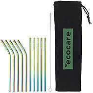 ECOCARE Metal straws mix rainbow 10 pcs - Straw