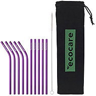 ECOCARE Metal straws short mix purple 10 pcs - Straw