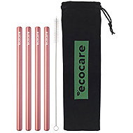 ECOCARE Metal straws maxi pink 4 pcs - Straw