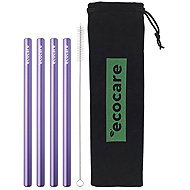 ECOCARE Metal straws maxi purple 4 pcs - Straw