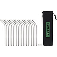ECOCARE Metal straws curved silver 20 pcs - Straw