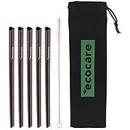 ECOCARE Metal heart straws black 5 pcs - Straw
