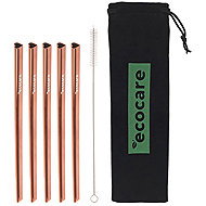 ECOCARE Metal straws heart pink 5 pcs - Straw