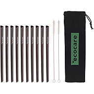ECOCARE Metal heart straws black 10 pcs - Straw