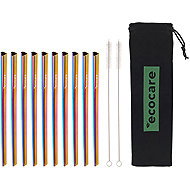 ECOCARE Metal straws heart rainbow 10 pcs - Straw