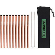 ECOCARE Metal straws heart pink 10 pcs - Straw