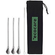 ECOCARE Metal straws with strainer silver 3 pcs - Straw