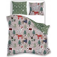 FARO Microfibre Bedding 140×200cm, Holly Jolly Dogs in the Forest - Bed Linen