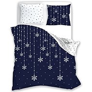FARO Flannelette Bedding 140 × 200 cm, dark blue, white, christmas colour - Bed Linen
