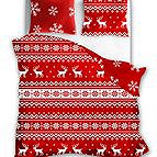 FARO Flannel Bedding 140 × 200 cm, red Christmas with pillowcase - Bed Linen