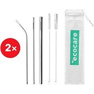 ECOCARE 2× Ecological Metal Straws Set Silver I. - Straw