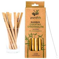 PANDOO Short Cocktail Bamboo Straw with Cleaning Brush Set of 12 Pcs - Straw