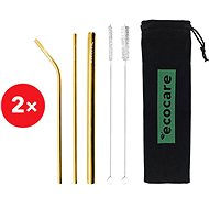 ECOCARE 2× Ecological Metal Straws Set Gold - Straw