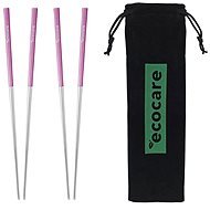 ECOCARE Metal Chopsticks with Silver-Pink packaging 4 pcs - Chopsticks