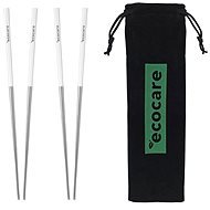 ECOCARE Metal Chopsticks with Silver- Light Blue Coating 4pcs - Cutlery Set