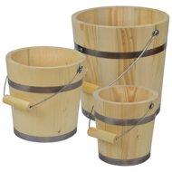 DOMMIO Wooden buckets 3 pcs, diameter 19 - 29 cm - Garden Decoration