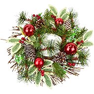 DOMMIO Wicker wreath with red balls and battermines, diameter 30 cm - Wreath