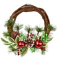 DOMMIO Wicker wreath with red balls and battermines, diameter 25 cm - Wreath