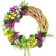 DOMMIO Summer wicker wreath with meadow flowers purple 25 cm - Decoration