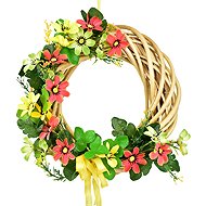 DOMMIO Summer wicker wreath with meadow flowers orange 25 cm - Decoration