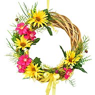 DOMMIO Summer wicker wreath with yellow daisies 25 cm - Decoration