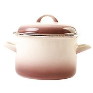 Metalac Standard deep enamel pot with lid, cappuccino, 20 cm, 4 l - Pot