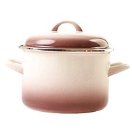 Metalac Standard deep enamel pot with lid, cappuccino, 24 cm, 6,75 l - Pot