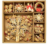 DOMMIO Straw ornaments with tip and chain, 27 ornaments - Christmas Ornaments
