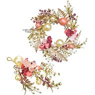 DOMMIO Christmas wreath + twig glitter pink, 35/32 cm - Wreath