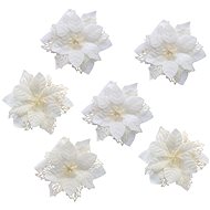 DOMMIO Christmas decorations - white ponsetie with clip, 15 cm, 6 pcs - Christmas Decoration