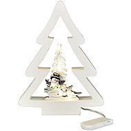 DOMMIO Wooden tree with snowman LED lighting 19 × 14 cm - Christmas Decoration