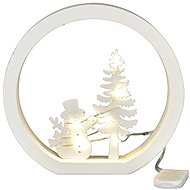 DOMMIO Wooden window with snowman LED lighting 15 × 15,5 cm - Christmas Decoration